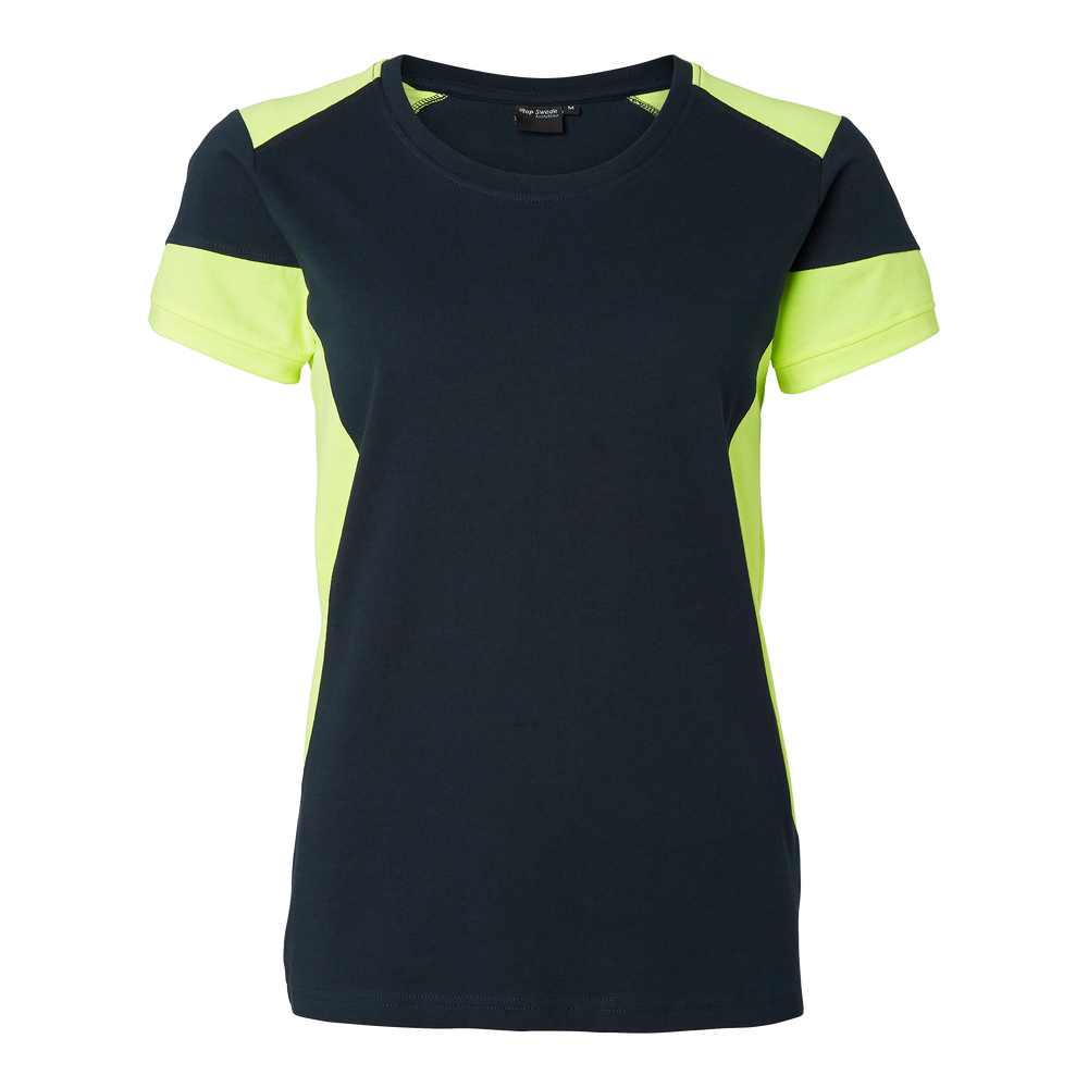 211 T-shirt w - Navy/fluorescent yellow
