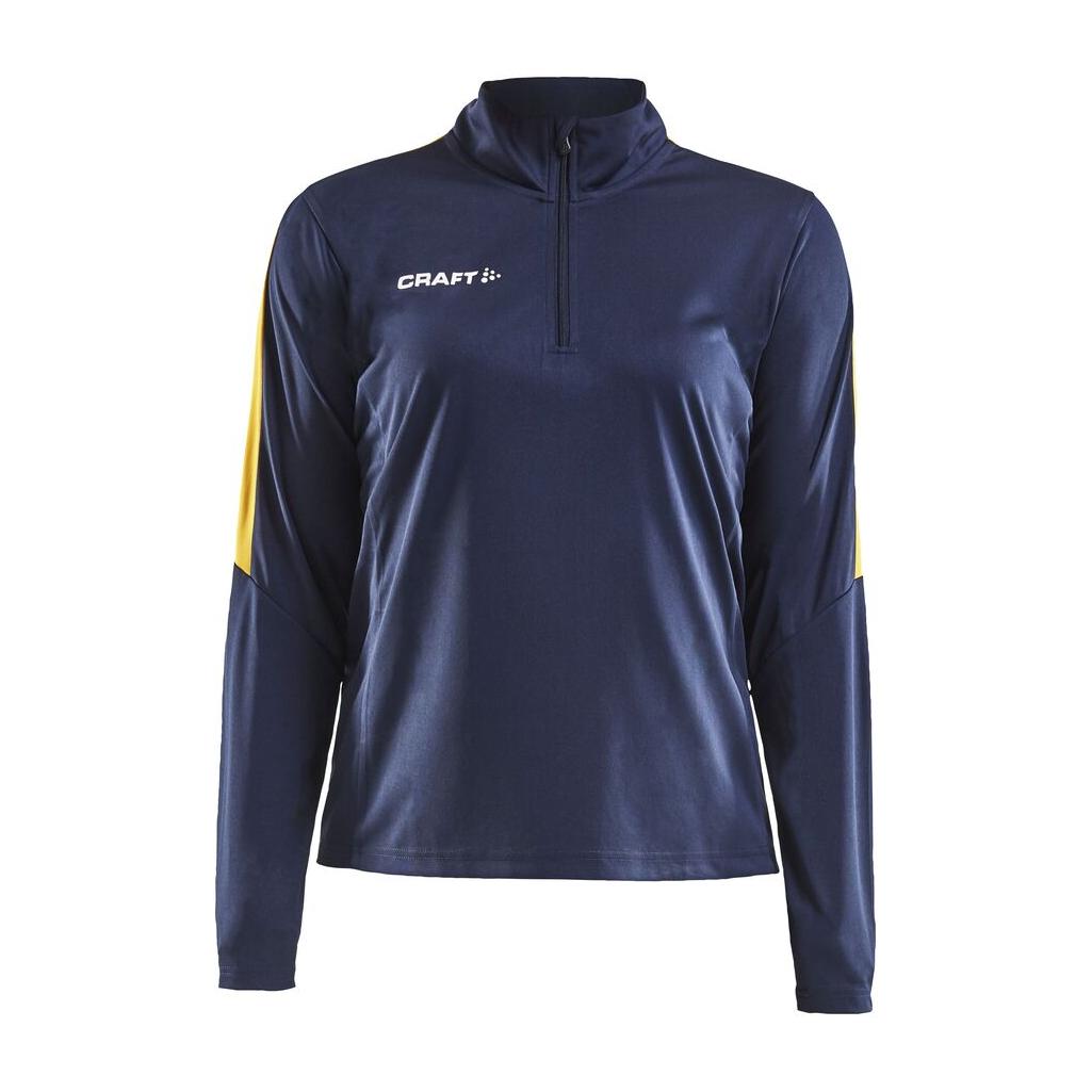 Progress Halfzip Ls Tee W - Navy/Yellow - Front