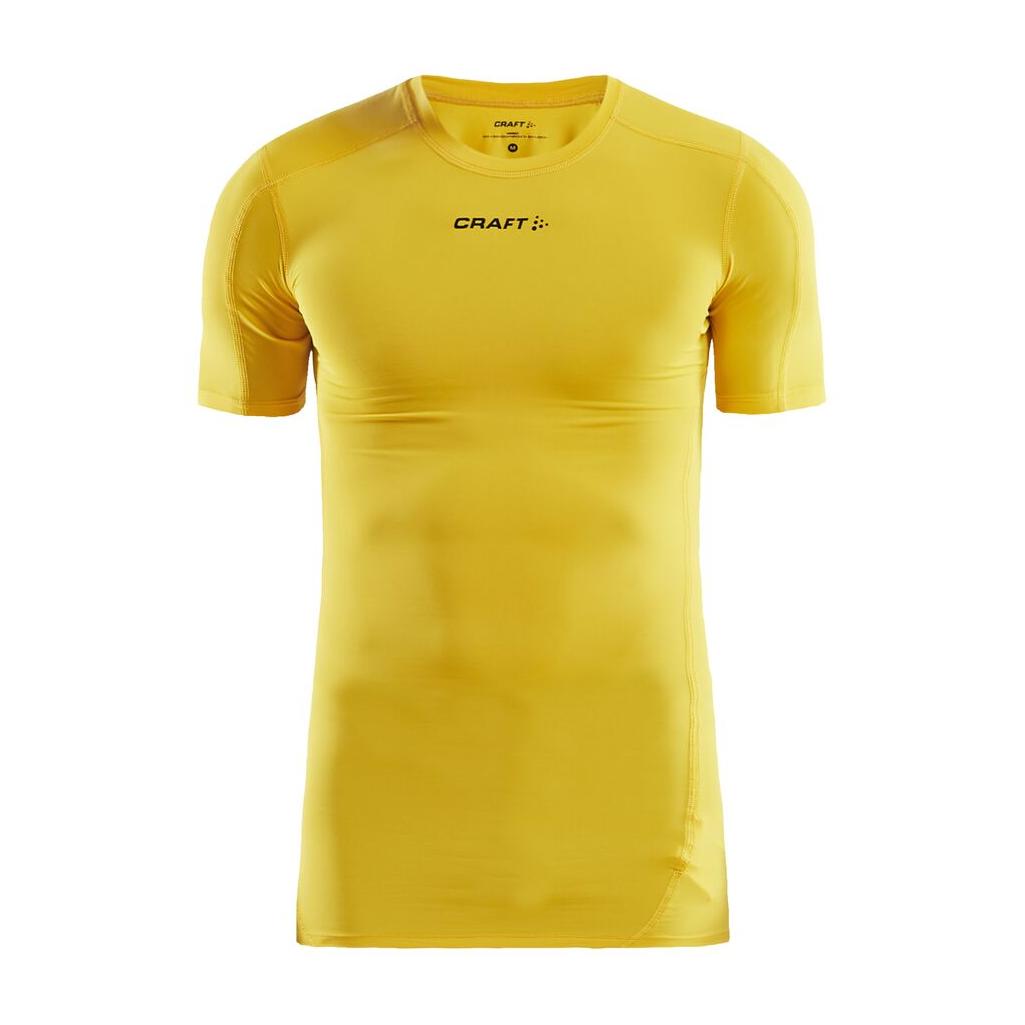 Pro Control Compression Tee Un - Yellow - Front