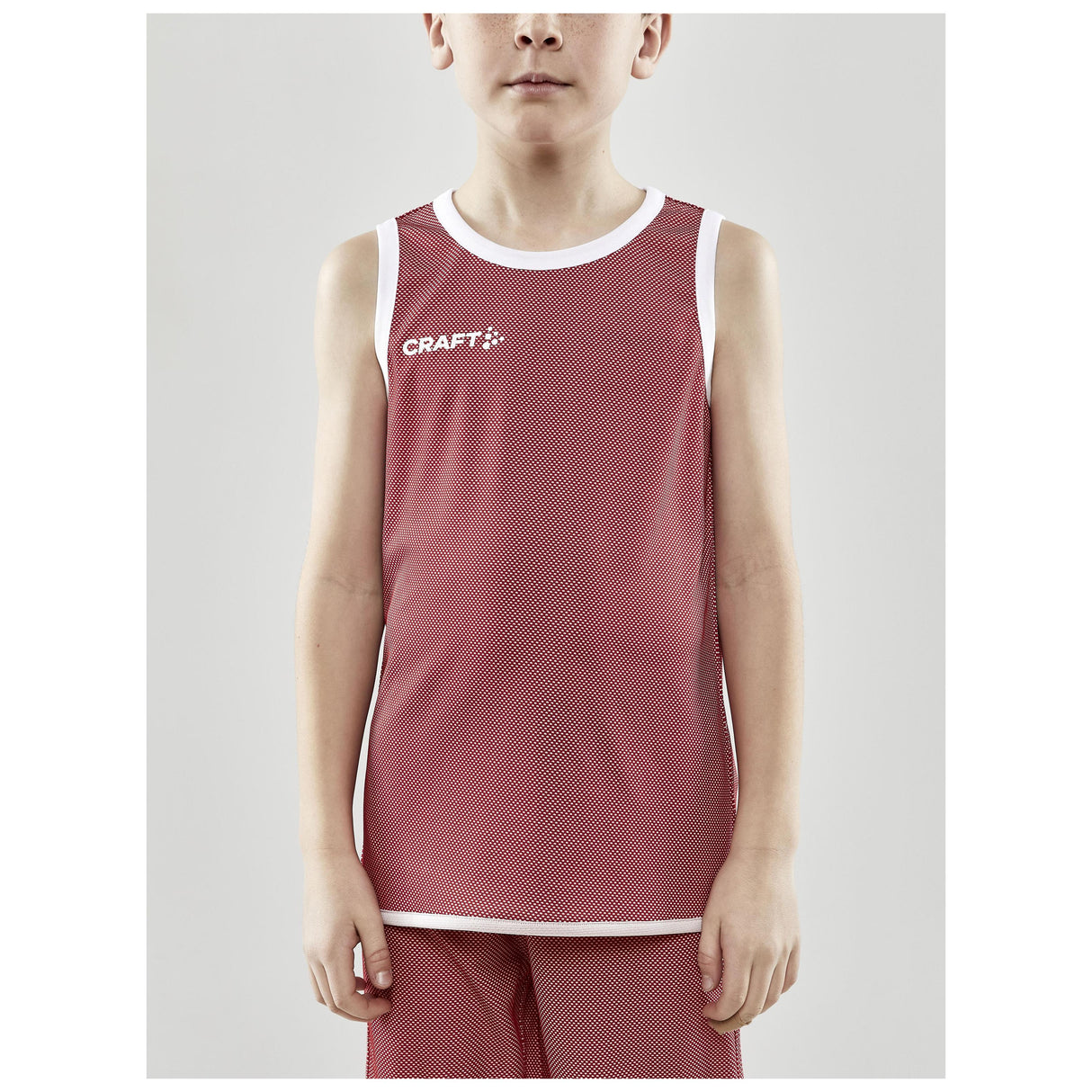 Progress Reversible Singlet Jr - Red/White - Closeup 1