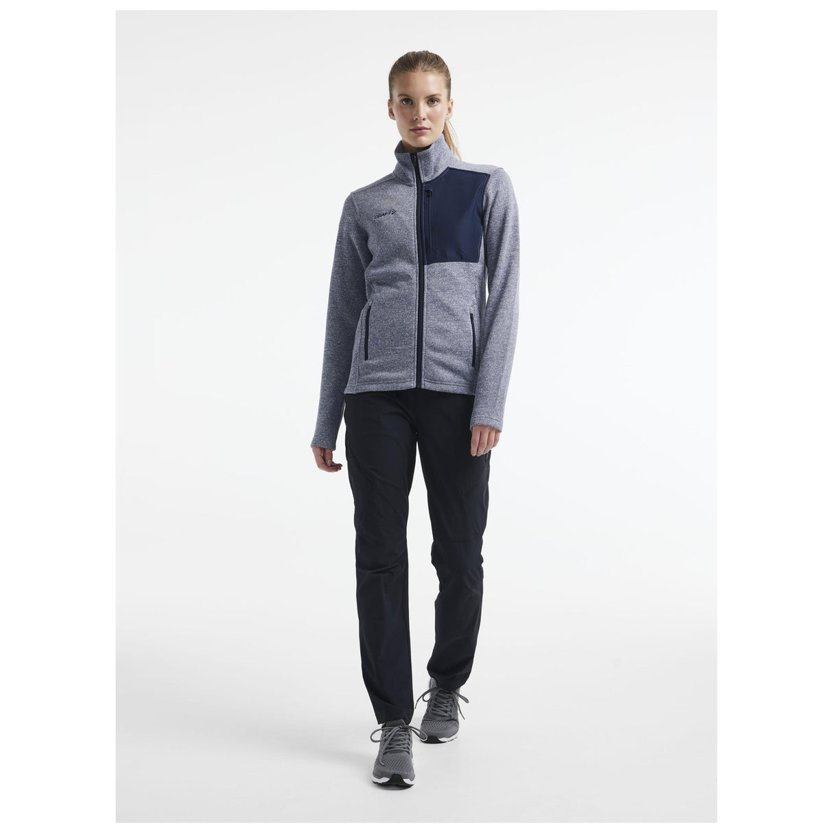 Adv Explore Heavy Fleece Jkt W - Grey Melange - Closeup 6