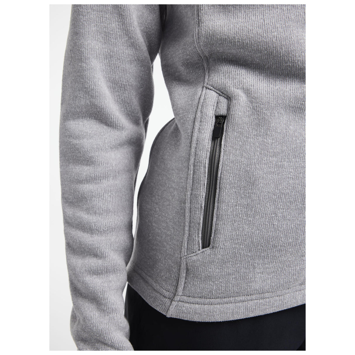 Adv Explore Heavy Fleece Jkt W - Grey Melange/Black - Closeup 4