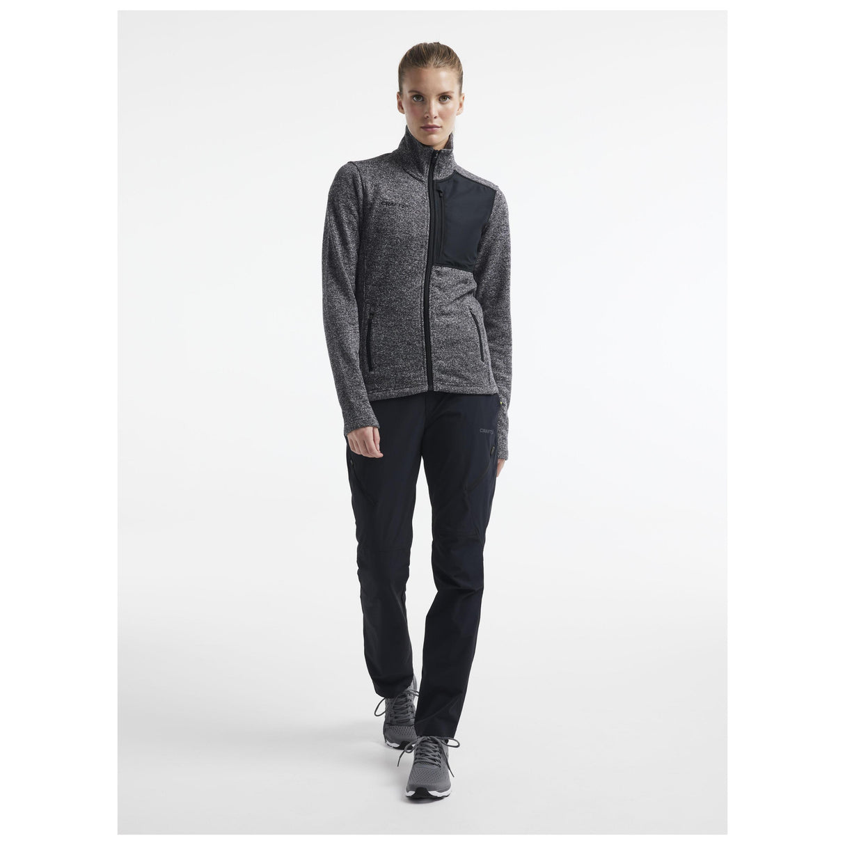 Adv Explore Heavy Fleece Jkt W - Black Melange - Closeup 6