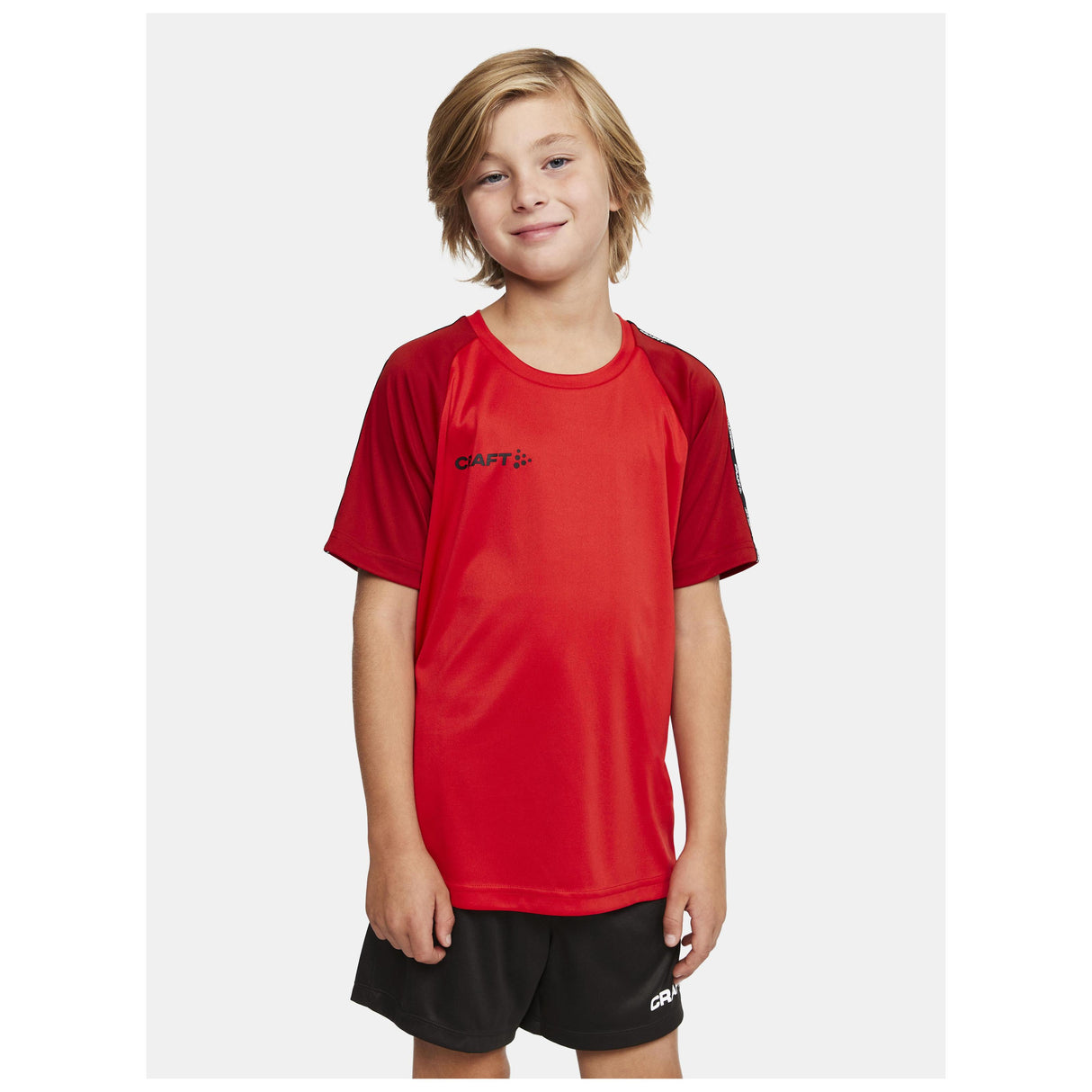 Squad Go Contrast Jersey Jr - Red - Closeup 1