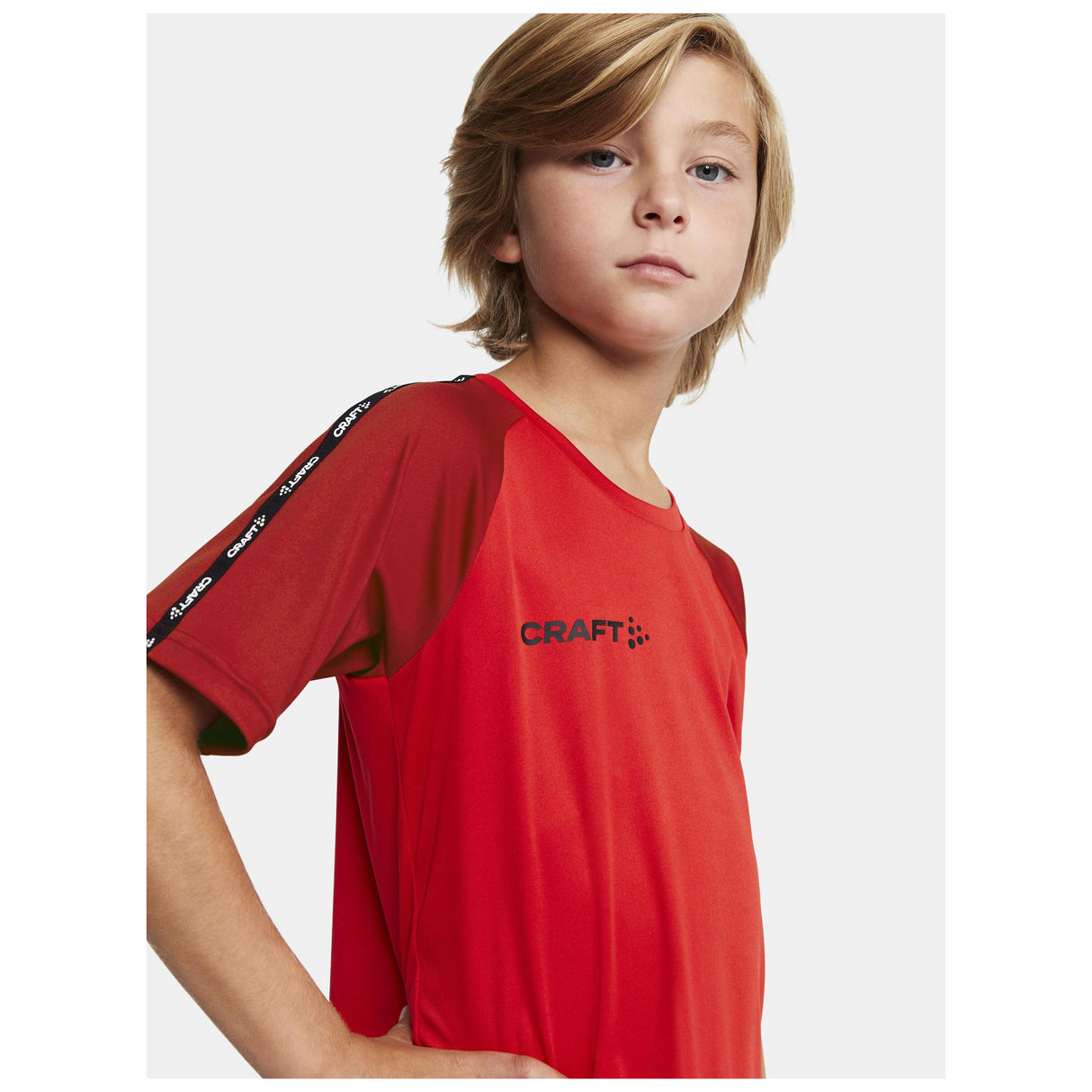 Squad Go Contrast Jersey Jr - Red - Closeup 4