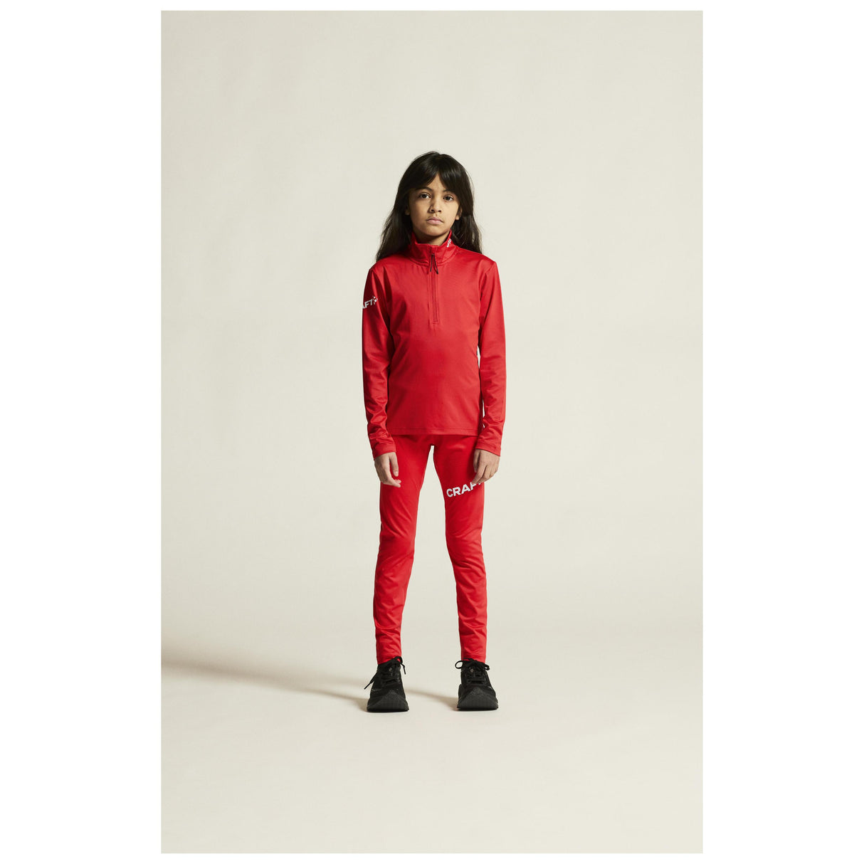 Adv Nordic Ski Club Tights Jr - Red/White - Closeup 1