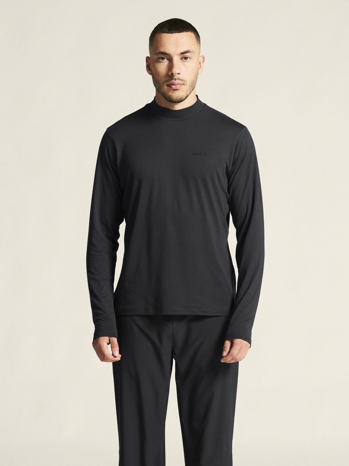 Flow Mn Ls M - Black Melange - Closeup 4