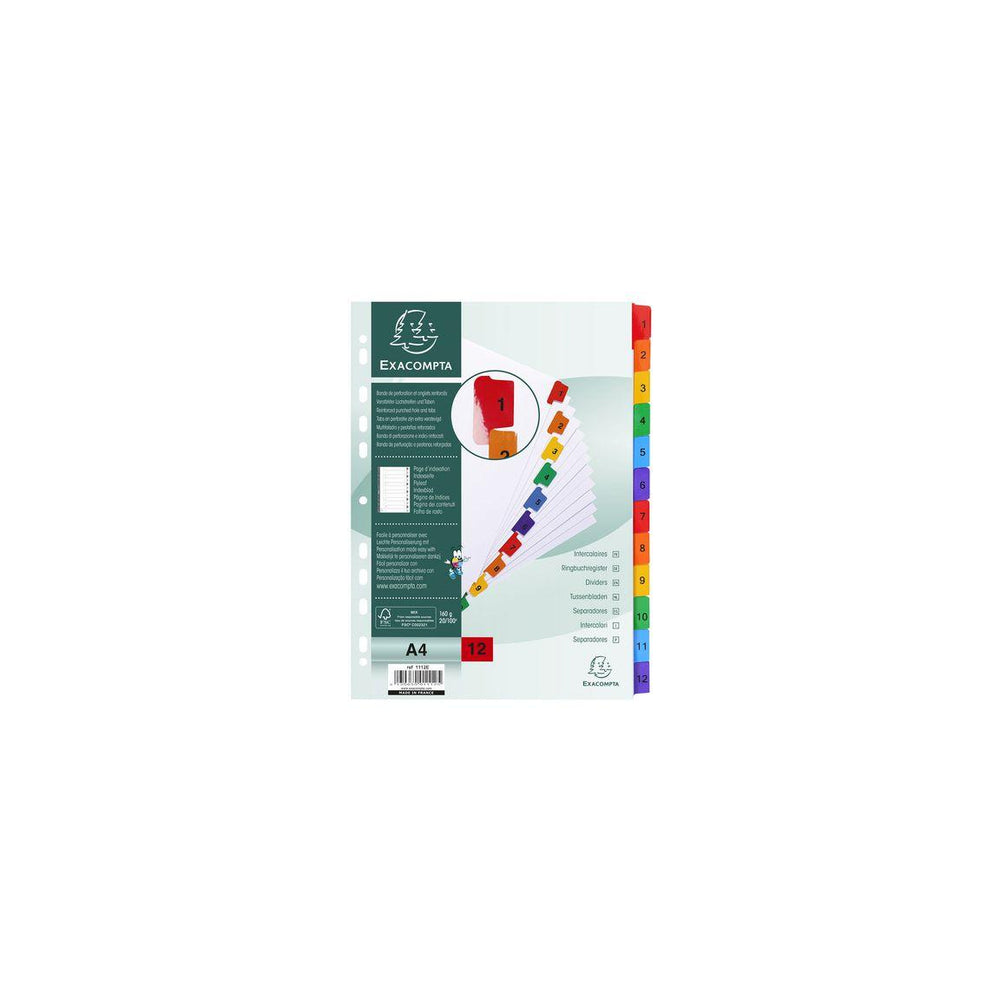 Cardboard register EXACOMPTA 1-12 multicolour