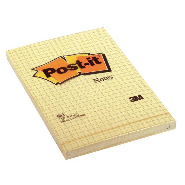 Memo pad POST-IT chequered 102x152 yellow