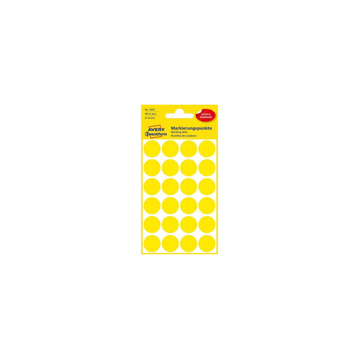 Colour coding dot AVERY Ø18mm yellow 96/pc