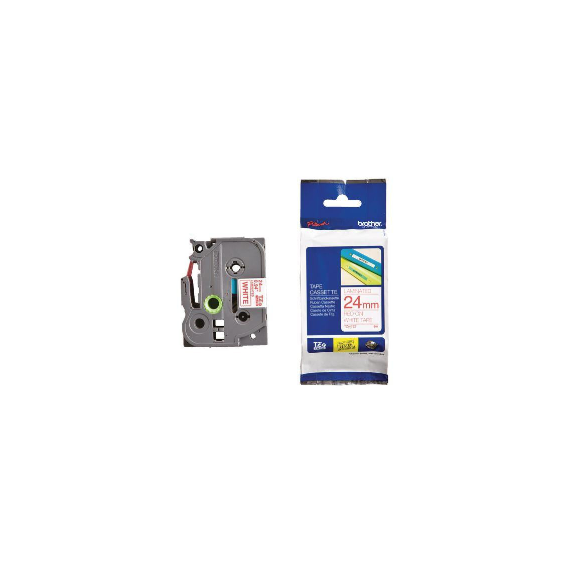 Tape BROTHER TZE252 24mm red on white