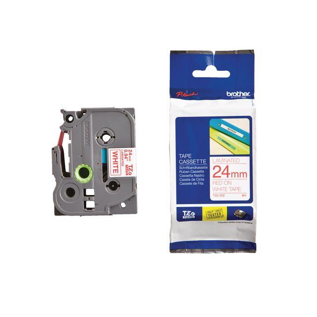 Tape BROTHER TZE252 24mm red on white