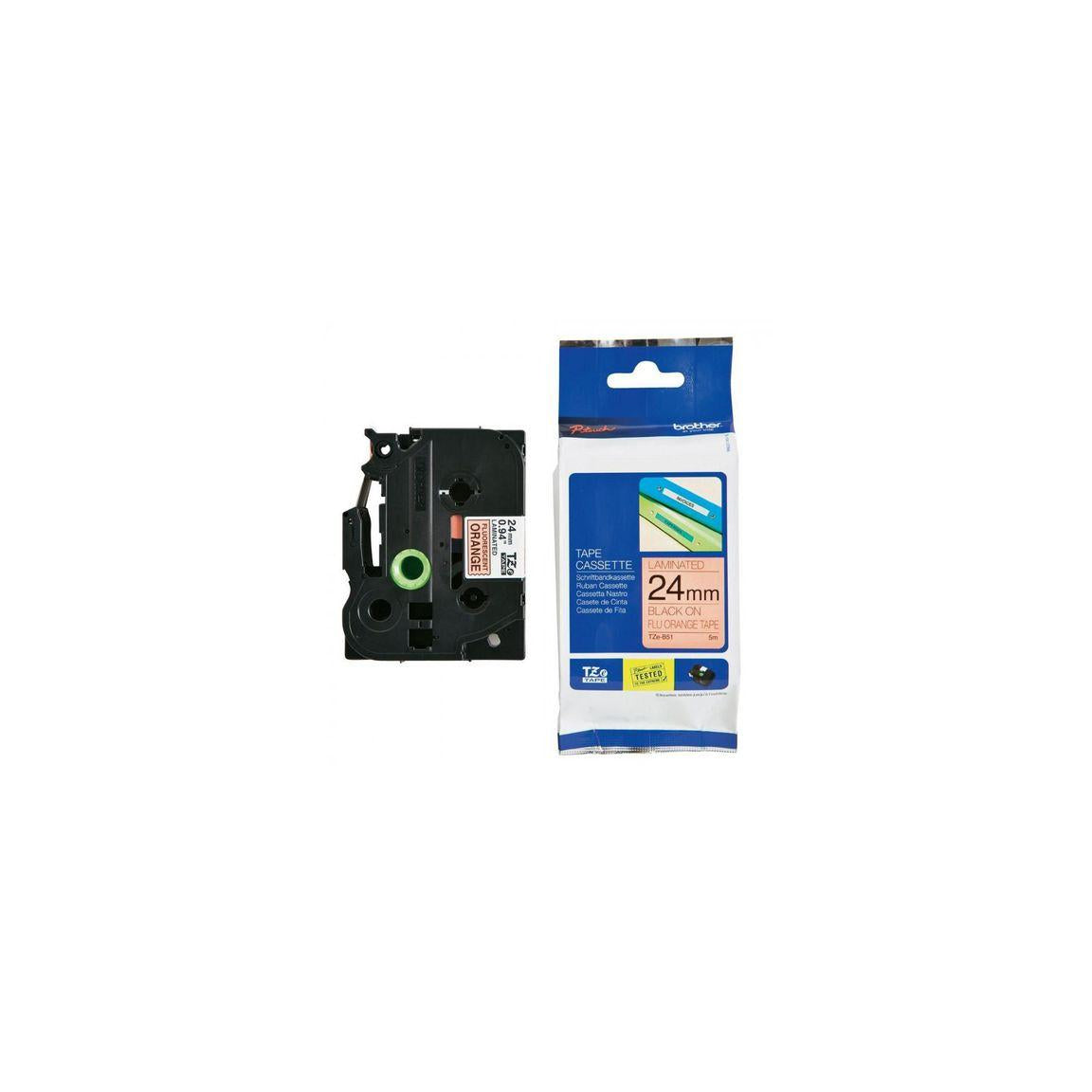 Tape BROTHER TZEB51 24mm black on orange