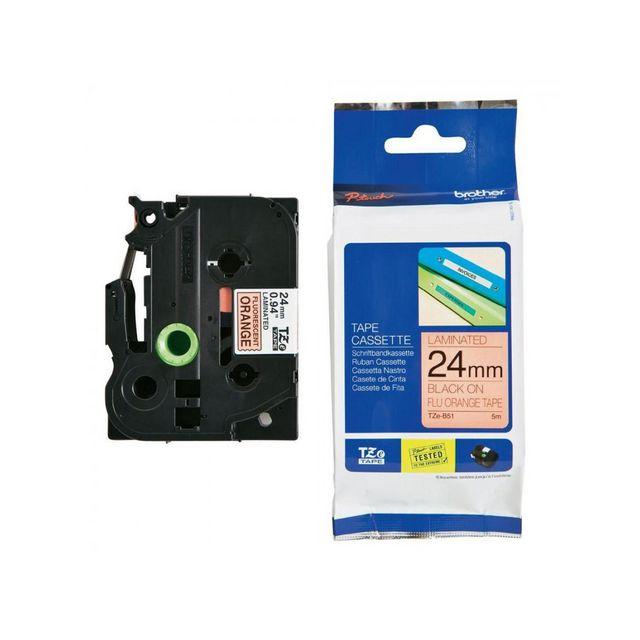 Tape BROTHER TZEB51 24mm black on orange