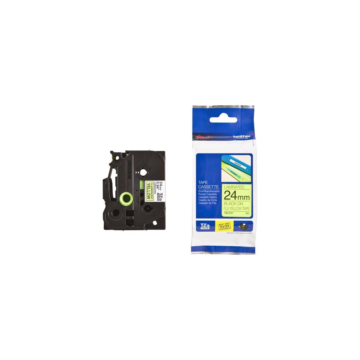 Tape BROTHER TZEC51 24mm Black on Yellow