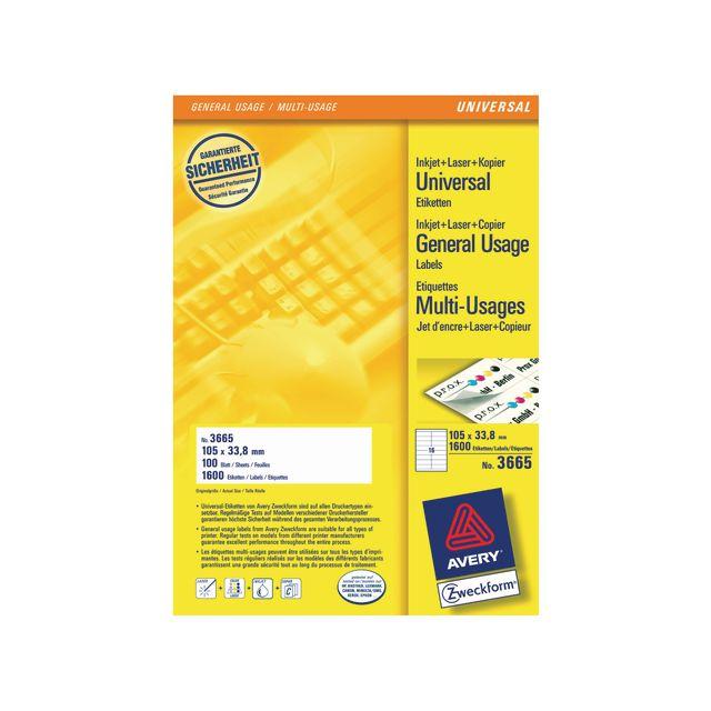 Label AVERY Ultragr 105x33,8mm 1600/fp