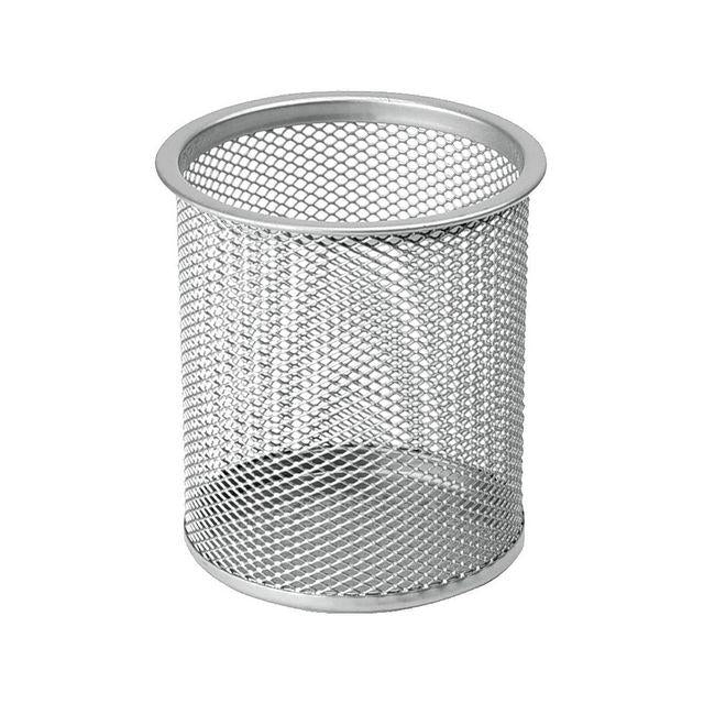 Metal pen cup silver