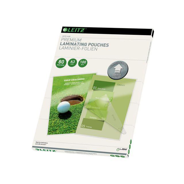 Laminate LEITZ UDT A3 80mic clear 100/pack