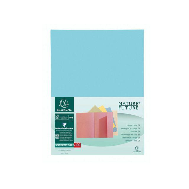 Folder EXACOMPTA 1 flap 160g blue 100/pc