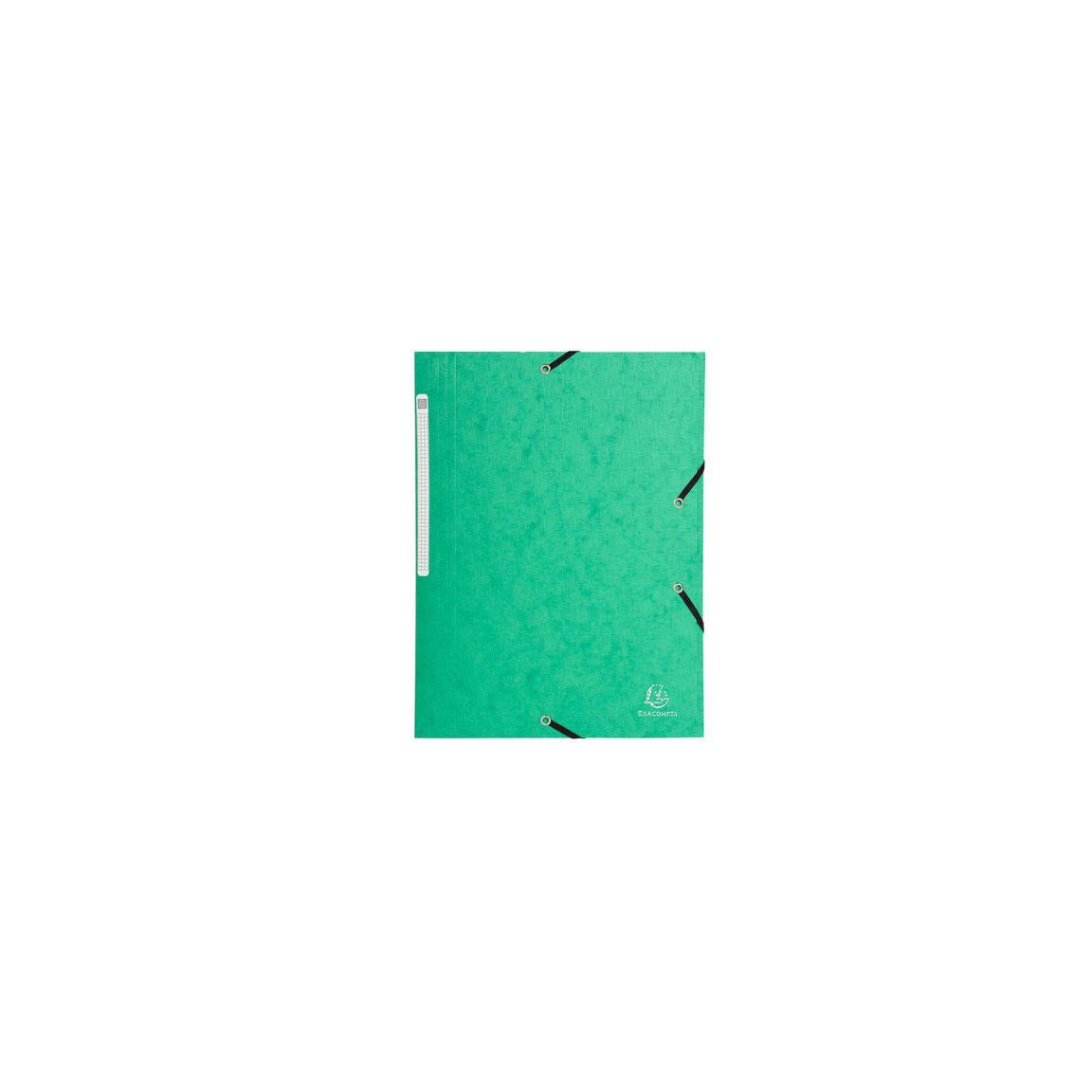Rubber band folder 3 flap A4 600g green