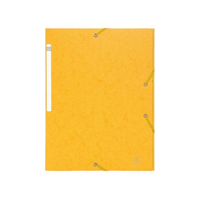 Rubber band folder 3 flap A4 600g yellow