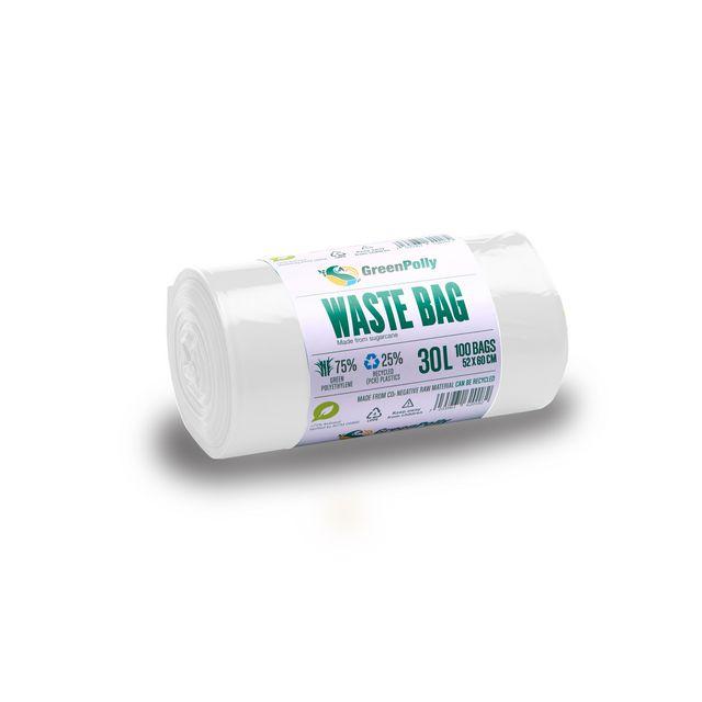 Wastepaper basket bag HDPE 30L11my white 100/rl