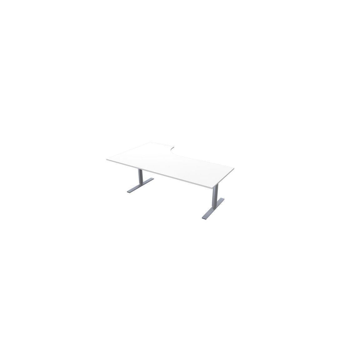 Table El right 200x120cm white laminate/grey