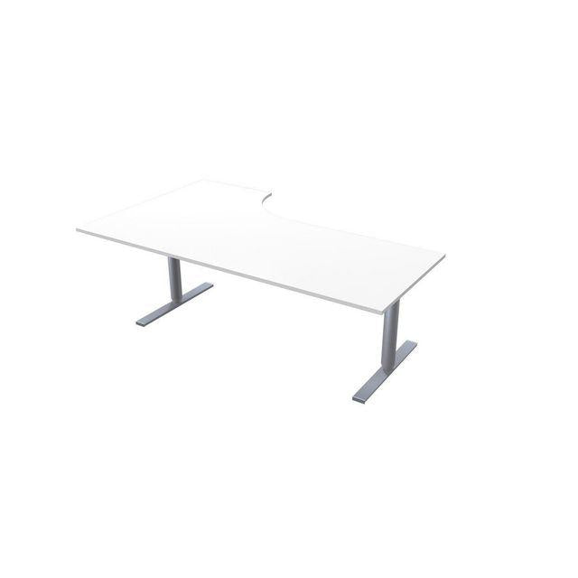 Table El right 200x120cm white laminate/grey