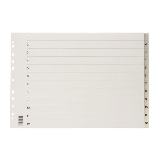 Plastic register A3L PP 1-12 frosted