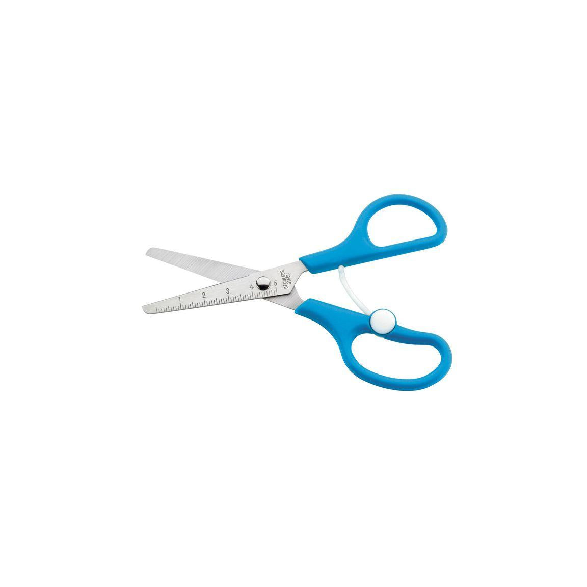 Spring-loaded scissors blue