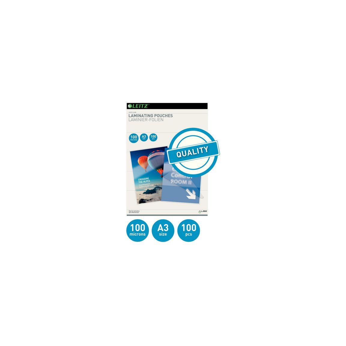 Laminate LEITZ A3 100mic clear 100/pack