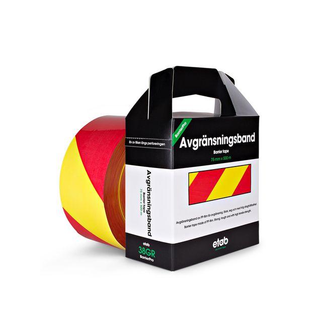 Warning tape yellow/red 75mmx500m