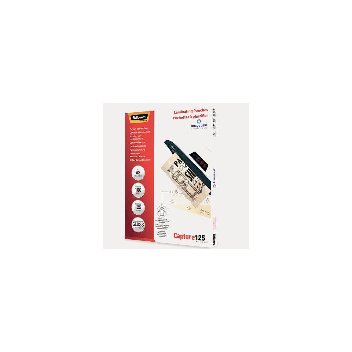 Laminate FELLOWES A3 125mic clear 100/pack