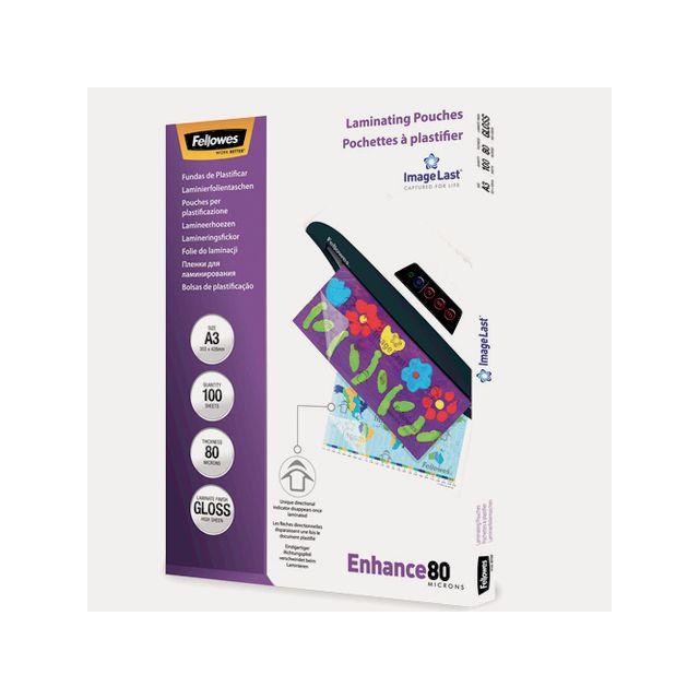 Laminate FELLOWES A3 80mic clear 100/pack