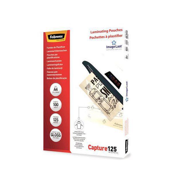 Laminate FELLOWES A4 125mic clear 100/pack