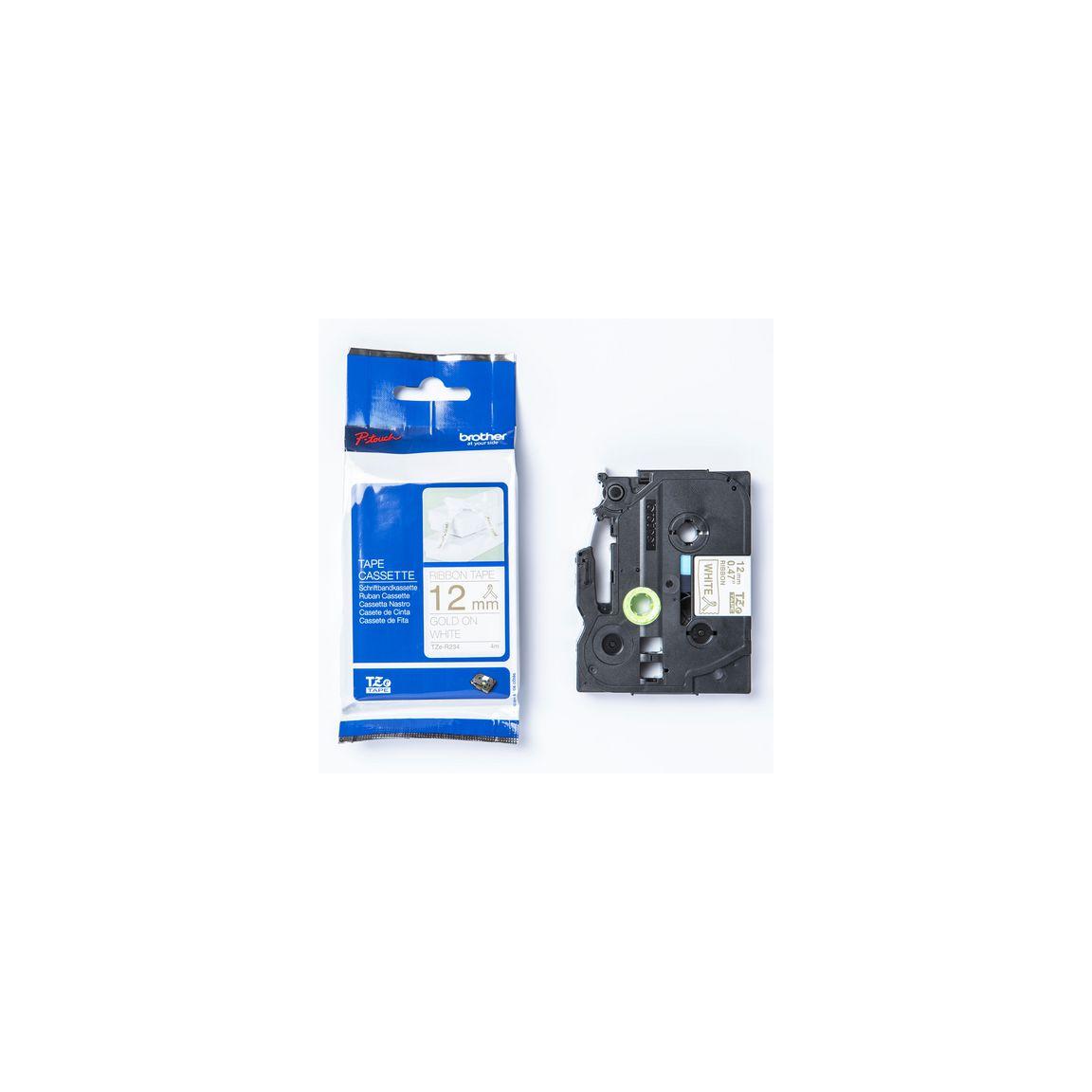 Tape BROTHER TZER234 12mm Gold on White