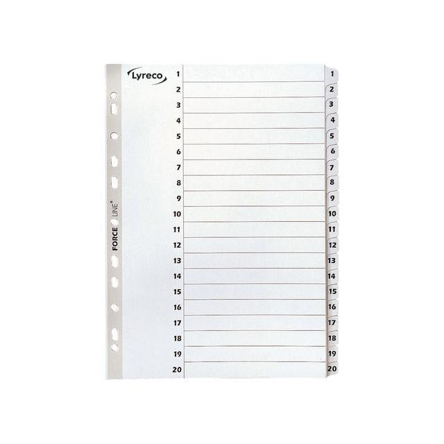 Card index LYRECO A4 1-20 white