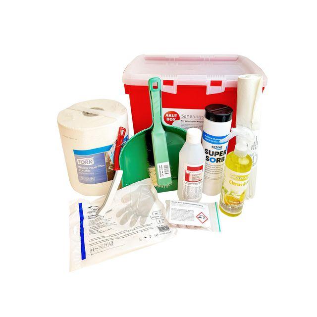Emergency decontamination kit for body fluids