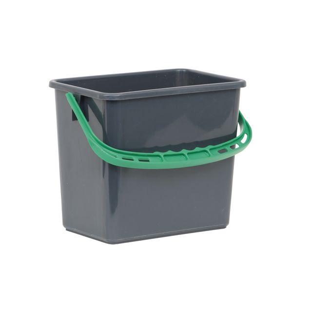 Bucket grey, green handle 6L