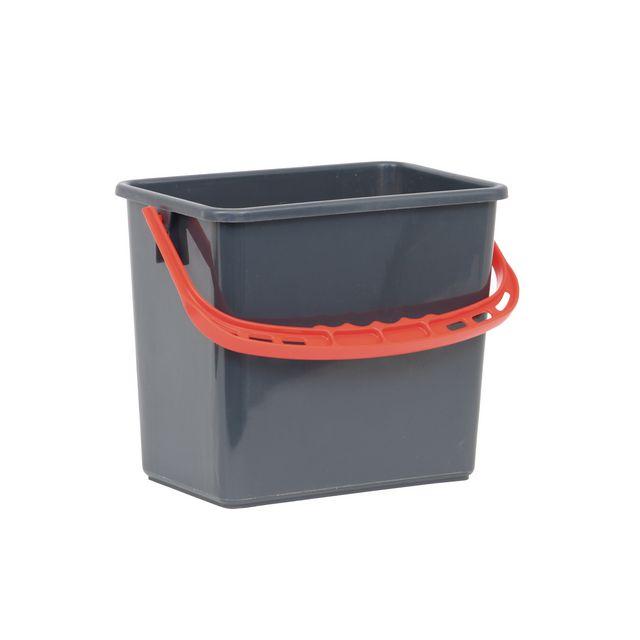 Bucket grey, red handle 6L