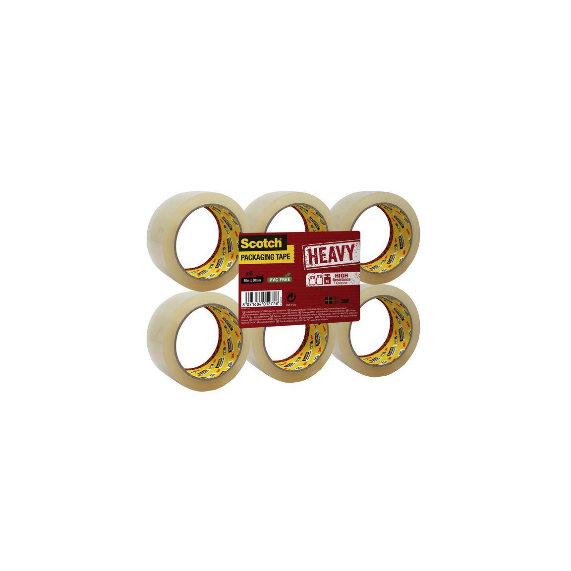 Packing tape SCOTCH Heavy 50mmx66m clear 6/pack
