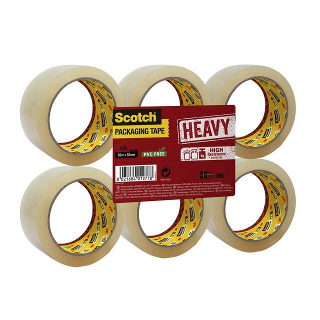 Packing tape SCOTCH Heavy 50mmx66m clear 6/pack