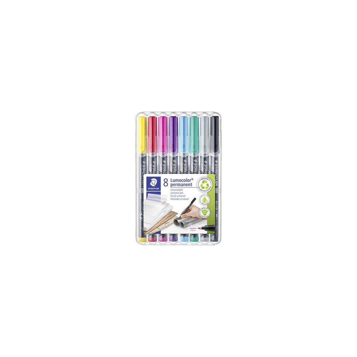 Universal pen LUMOCOLOR M P black.f 8/pack