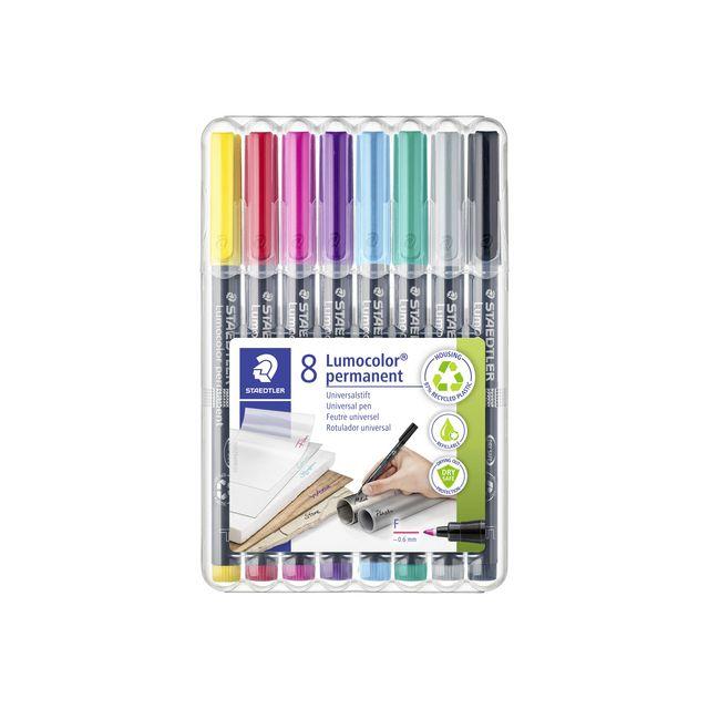 Universal pen LUMOCOLOR M P black.f 8/pack