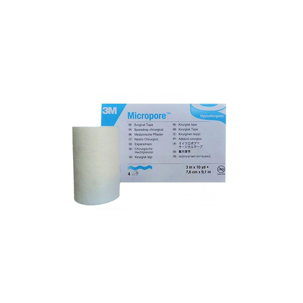 Micropore White w/holder 7,5cmx9,1m 4/pc