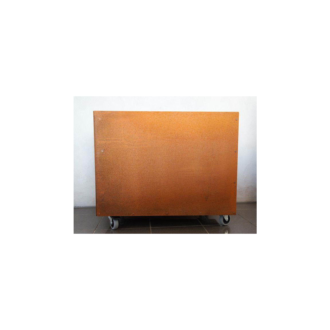 L-shaped pot with corten base 45x75x55cm