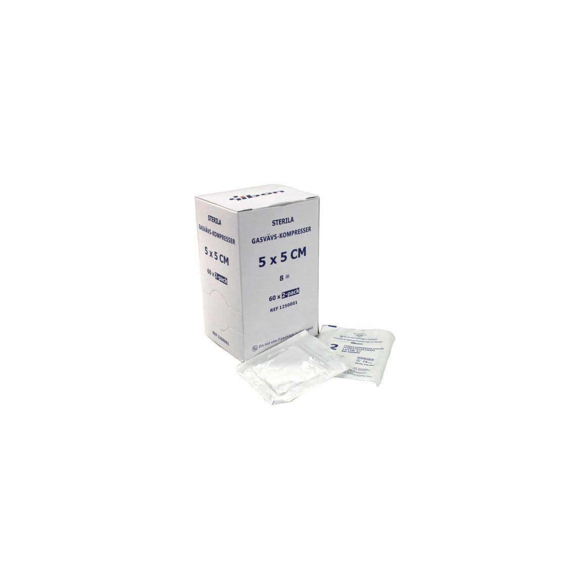 Compress GV sterile 2-p 5x5cm 120/pack