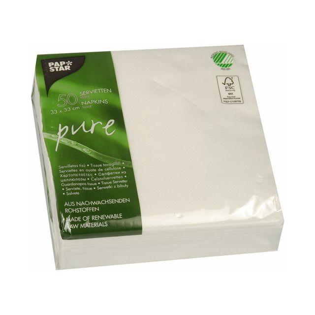 Napkin PURE FSC 33x33cm white 50/pack