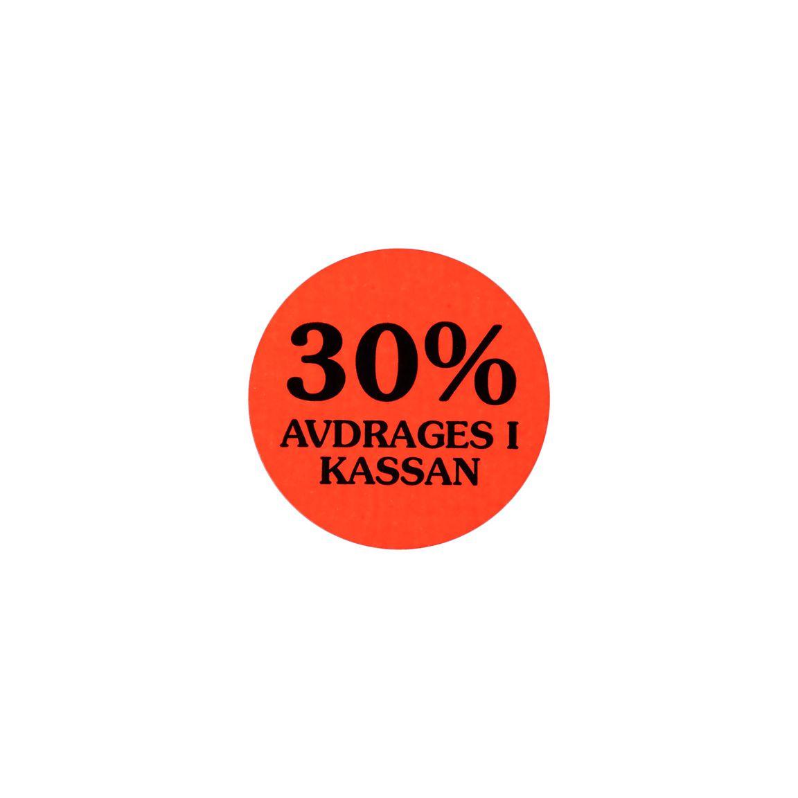 Label 30% deducted at the till 2000/RL