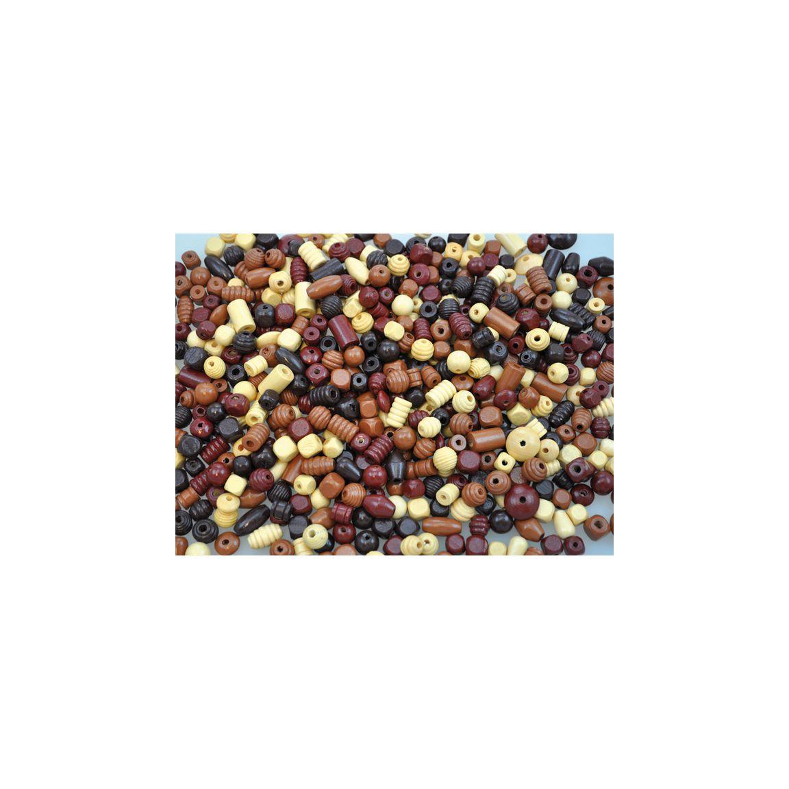Wooden beads mix natural/brown 250gr ca 600pcs